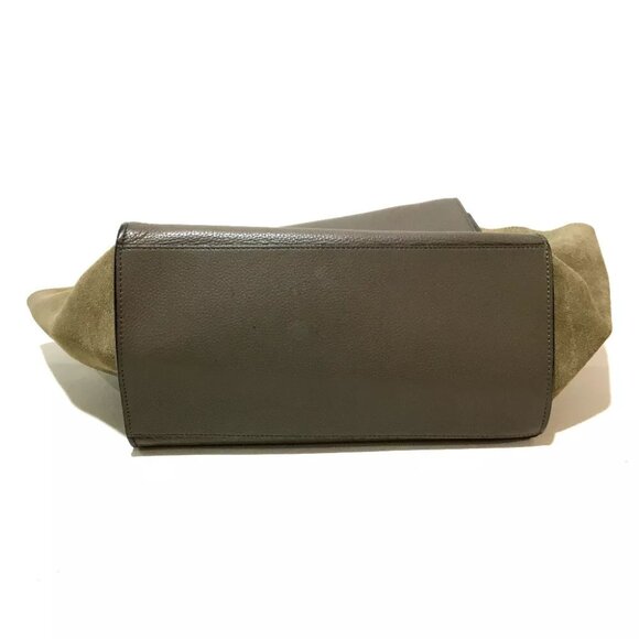 CELINE Trapese Shoulder Bag Hand Bag Charcoal gray Suede x Leather - Picture 8 of 9